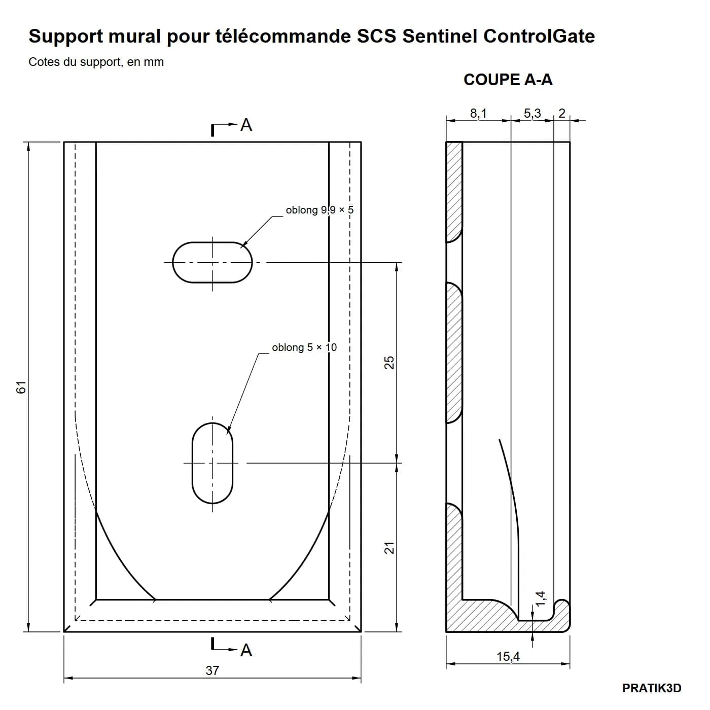 Support mural imprimé en 3D pour télécommande SCS Sentinel ControlGate — photo 7