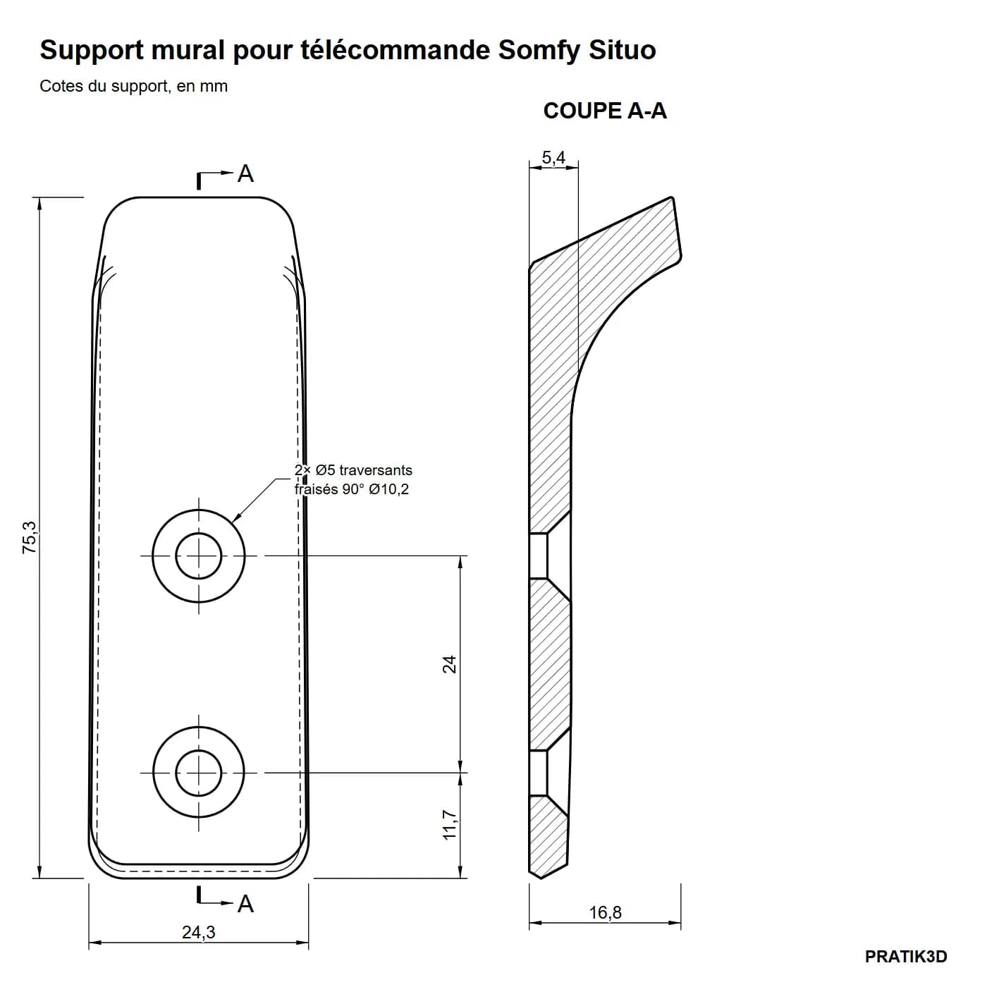 Support mural imprimé en 3D pour télécommande Somfy Situo — photo 6